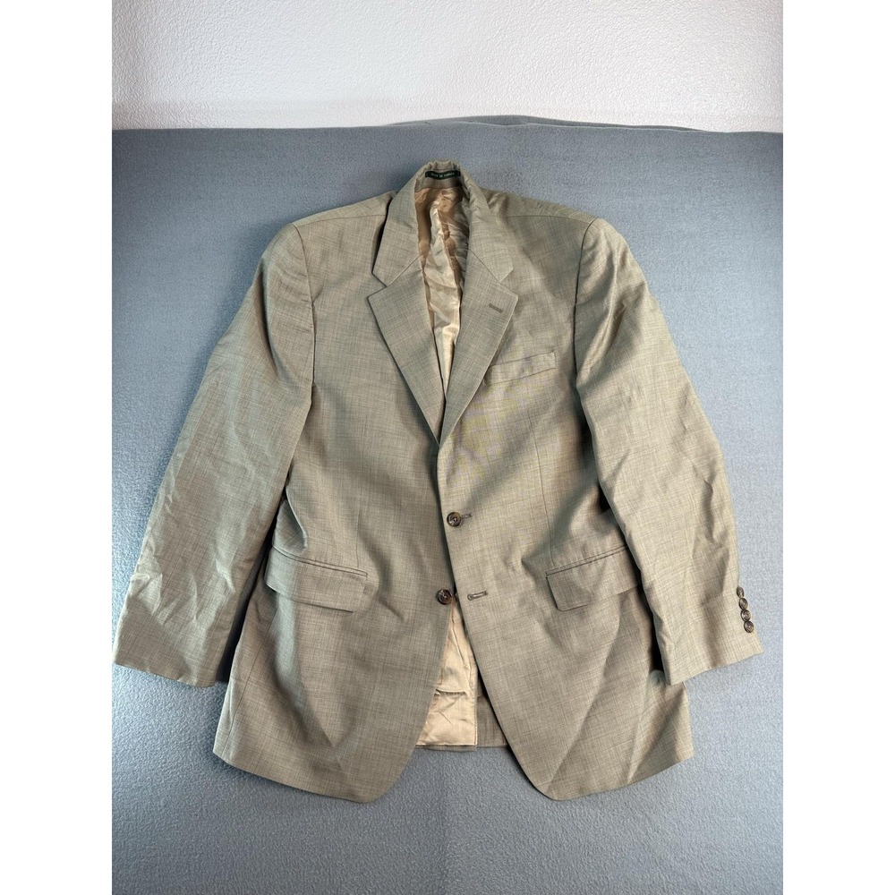 Lauren Ralph Lauren Blazer Mens 44 Beige Wool Herringbone Tweed Blazer Jacket